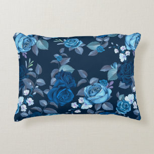 Cojín Decorativo Patrón floral rosas azules vintage