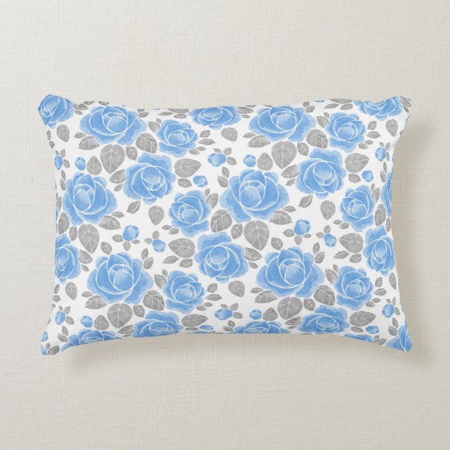 Cojín Decorativo Patrón floral. Rosas de acuarela /2 (Anverso)