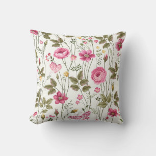 Cojín Decorativo patrón floral sin fisuras con rosas y mariposa
