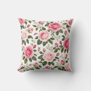 Cojín Decorativo Patrón floral sin fisuras de rosa rosa romántica