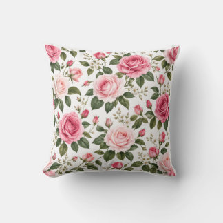 Cojín Decorativo Patrón floral sin fisuras de rosa rosa romántica