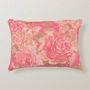 Cojín Decorativo Patrón floral sin fisuras. Flores de jardín rosa