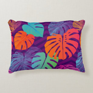 Cojín Decorativo Patrón floral sin foco de la Monstera Tropical del