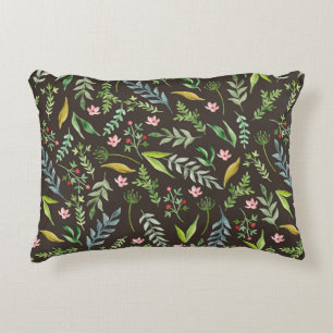 Cojín Decorativo Patrón floral sin foco. Dibujo a mano de acuarela