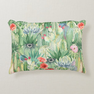 Cojín Decorativo Patrón floral sin soldadura con cactus, suculentos