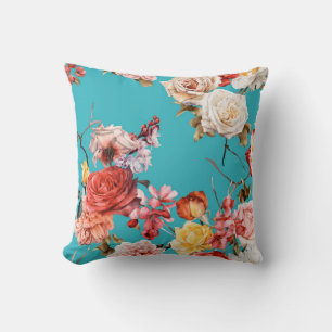Cojín Decorativo Patrón floral sin soldadura con rosas, acuarela. f