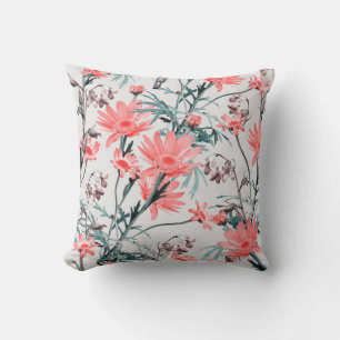 Cojín Decorativo Patrón floral sin soldadura, margarita e hiacinth