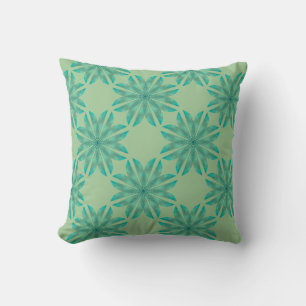 Cojín Decorativo Patrón floral sobre verde menta