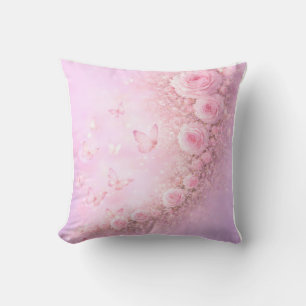 Cojín Decorativo Patrón floral suave – Rosas rosadas suaves con sua