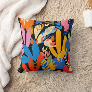Cojín Decorativo Patrón floral tropical colorido moderno. Bota cutá