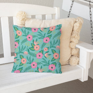 Cojín Decorativo Patrón floral tropical de florecimiento de verano