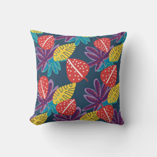 Cojín Decorativo patrón floral tropical de moda con frutas colorida