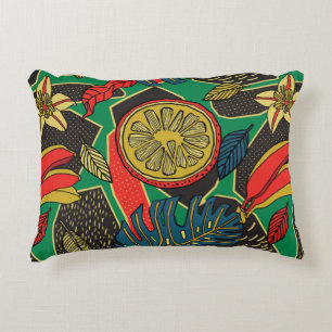 Cojín Decorativo Patrón floral tropical en forma de doodle con frut