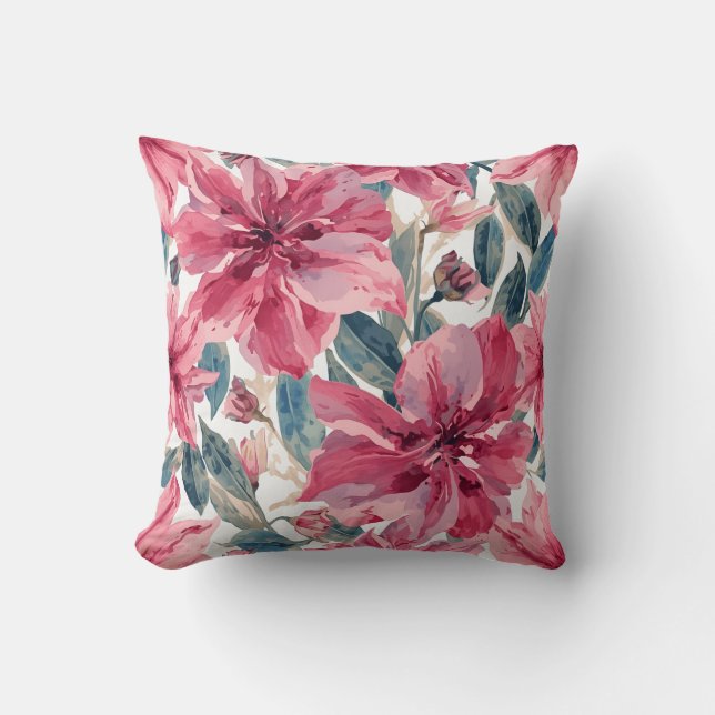 Cojín Decorativo Patrón floral tropical trópico negrita (Anverso)