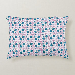 Cojín Decorativo Patrón Floral Verde Azul y Rosa Botánica Moderna