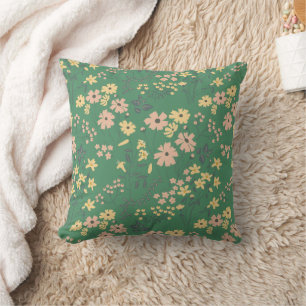 Cojín Decorativo Patrón floral verde boho moderno