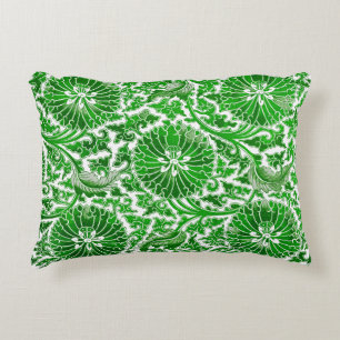 Cojín Decorativo Patrón floral verde y blanco
