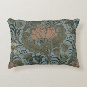 Cojín Decorativo Patrón Floral Victoriano Antiguo Terracota Sábila