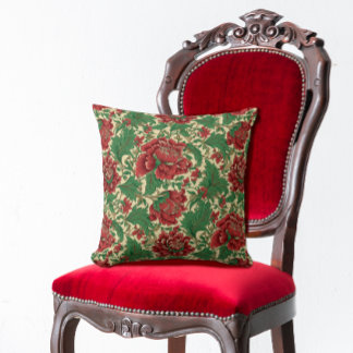 Cojín Decorativo Patrón floral vintage Colores de Navidades Chintz