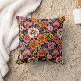Cojín Decorativo Patrón floral vintage con colores atrevidos sobre 