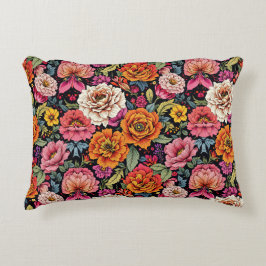 Cojín Decorativo Patrón floral vintage con colores llamativos sobre