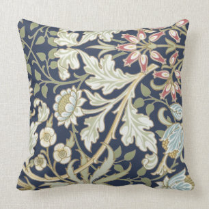 Cojín Decorativo Patrón floral vintage en azul