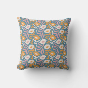 Cojín Decorativo Patrón floral vintage retro Groovy Pastel