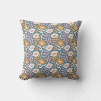 Cojín Decorativo Patrón floral vintage retro Groovy Pastel