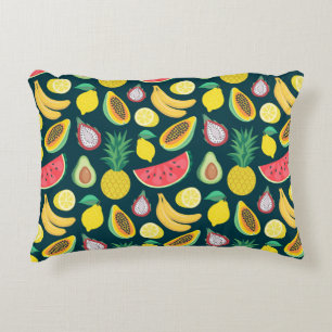 Cojín Decorativo patrón fluido de frutas tropicales