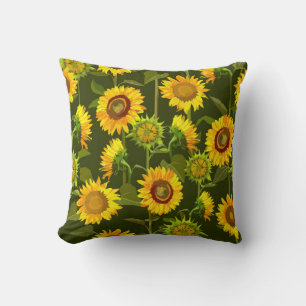 Cojín Decorativo Patrón fluido del verano de los girasoles