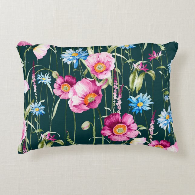 Cojín Decorativo Patrón fluido sin interrupciones con flor de amapo (Anverso)