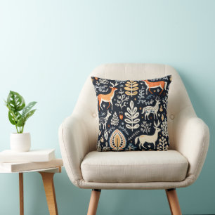 Cojín Decorativo Patrón folk de animales