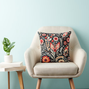 Cojín Decorativo Patrón Folk de Flores