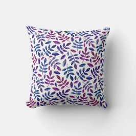 Cojín Decorativo Patrón follaje floral azul púrpura