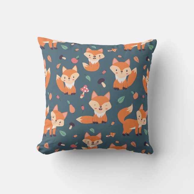 Cojín Decorativo Patrón Fox de Naranja corto (Anverso)