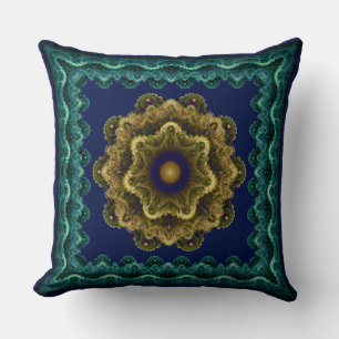 Cojín Decorativo Patrón fractal floral enmarcado de hada