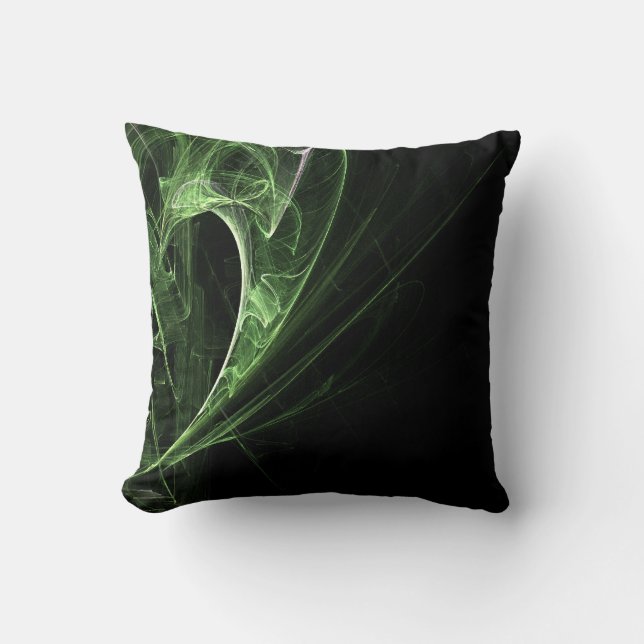 Cojín Decorativo Patrón fractal Pilar negro verde (Anverso)