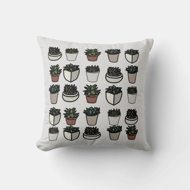 Cojín Decorativo Patrón funky de la planta de Cactus (Anverso)