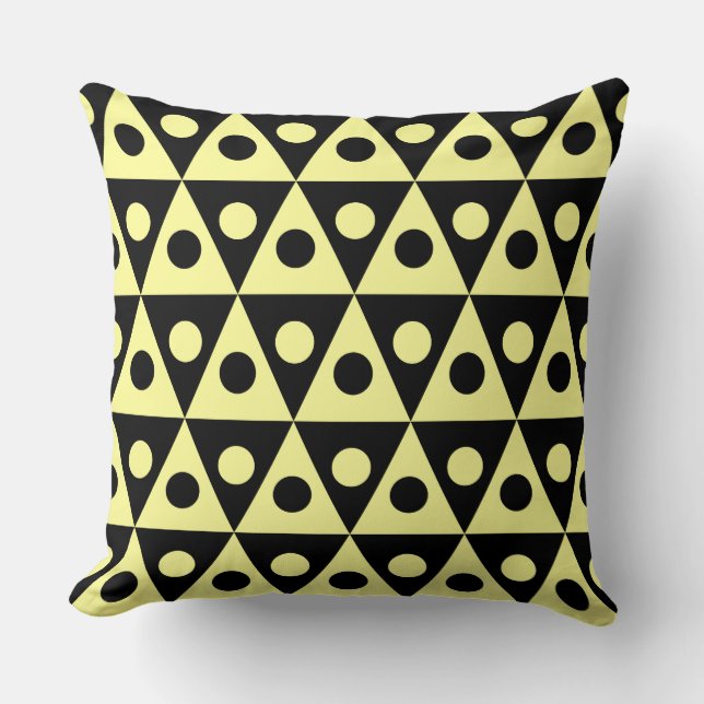 Cojín Decorativo Patrón geométrico 260514 - Amarillo en negro (Anverso)