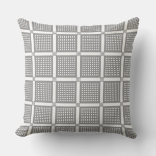 Cojín Decorativo Patrón geométrico a cuadros gris y blanco