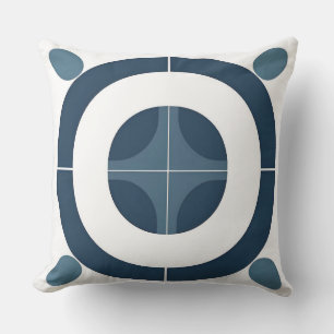 Cojín Decorativo Patrón geométrico abstracto azul y blanco