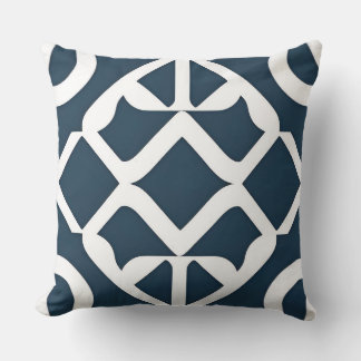 Cojín Decorativo Patrón geométrico abstracto azul y blanco