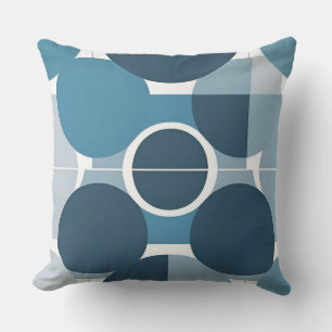 Cojín Decorativo Patrón geométrico abstracto azul y blanco
