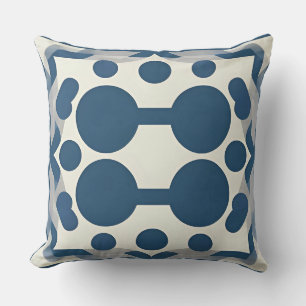 Cojín Decorativo Patrón geométrico abstracto azul y blanco