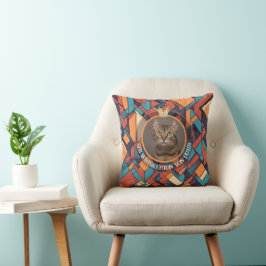 Cojín Decorativo Patrón geométrico abstracto de gato real aristócra