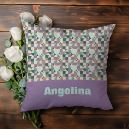 Cojín Decorativo Patrón geométrico abstracto de lavanda verde beige