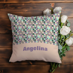 Cojín Decorativo Patrón geométrico abstracto de lavanda verde beige