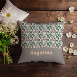 Cojín Decorativo Patrón geométrico abstracto de lavanda verde beige