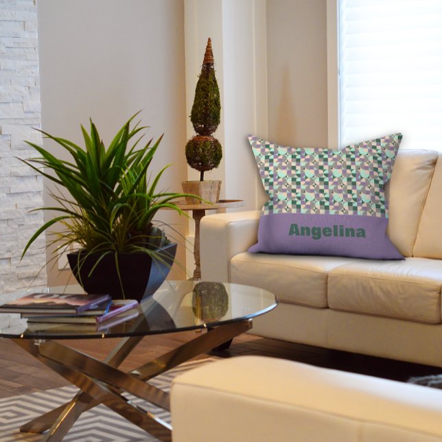 Cojín Decorativo Patrón geométrico abstracto de lavanda verde beige (Subido por el creador)