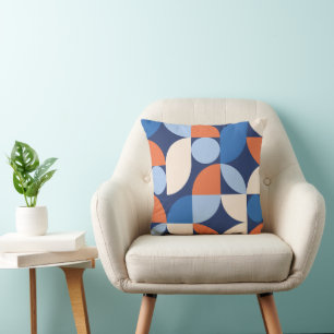 Cojín Decorativo Patrón geométrico abstracto naranja azul